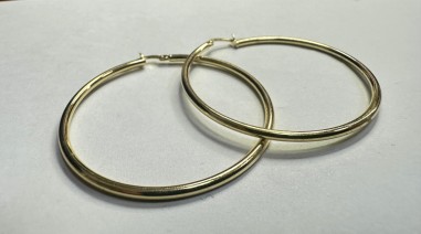 8-1-271838-1-Pendiente tipo aro liso de plata de ley 925 baño oro 18K, D 4,5 cm