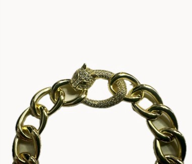 8-1-271855-2-Pulsera eslabones pantera circonitas de plata de ley 925 , baño oro 18K