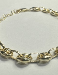 8-1-271865-1-Pulsera eslabones pailebote de plata de ley 925 , baño oro 18K