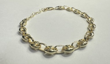 8-1-271865-1-Pulsera eslabones pailebote de plata de ley 925 , baño oro 18K
