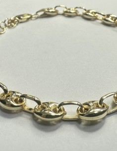 8-1-271865-1-Pulsera eslabones pailebote de plata de ley 925 , baño oro 18K 2