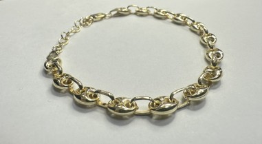 8-1-271865-2-Pulsera eslabones pailebote de plata de ley 925 , baño oro 18K