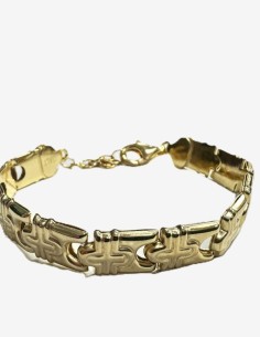 8-1-271871-2-Pulsera semirrígida grabada de plata de ley 925 , baño oro 18K