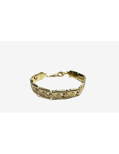 8-1-271871-2-Pulsera semirrígida grabada de plata de ley 925 , baño oro 18K