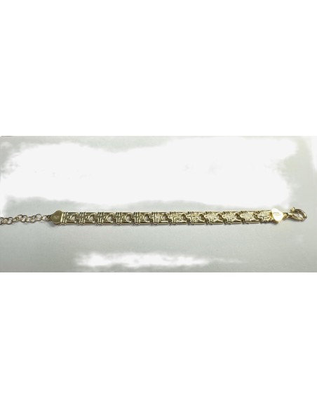 8-1-271871-4-Pulsera semirrígida grabada de plata de ley 925 , baño oro 18K