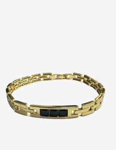 8-1-271875-2-Pulsera semirrígida piedras negras de plata de ley 925 , baño oro 18K