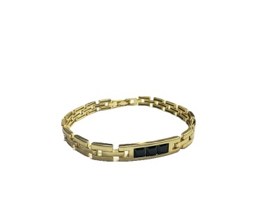 8-1-271875-4-Pulsera semirrígida piedras negras de plata de ley 925 , baño oro 18K