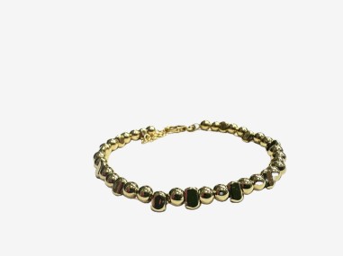 8-1-271876-1-Pulsera bolitas de plata de ley 925 , baño oro 18K