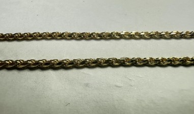8-1-271909-2-Cadena cordón salomonico de plata de ley 925 con baño de oro 18K , L 50cm, A 2,3mm