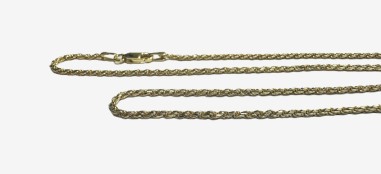 6-1-271893-2-Cadena cordón salomonico de plata de ley 925 con baño de oro 18K , L 50cm, A 2,3mm