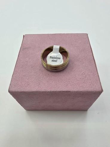 1-1-278662-1-Anillo Acero surcos dorado y plateado T20