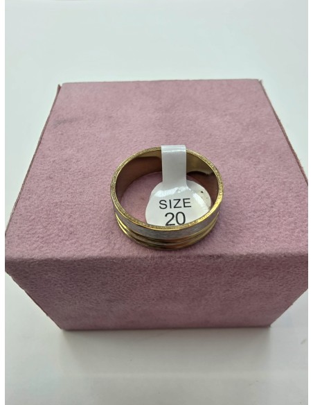 1-1-278662-2-Anillo Acero surcos dorado y plateado T20