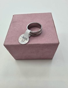 1-1-278659-1-Anillo Acero plateado liso y rugoso T17