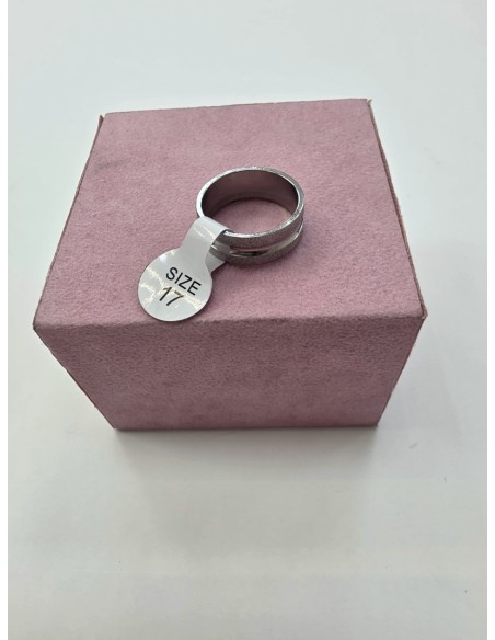 1-1-278659-1-Anillo Acero plateado liso y rugoso T17