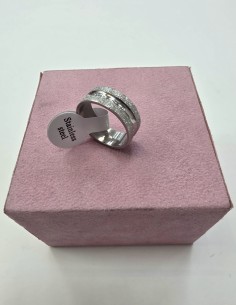 1-1-278659-1-Anillo Acero plateado liso y rugoso T17 2