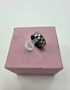 1-1-278656-1-Anillo Acero cuadrados gris negro T18 2