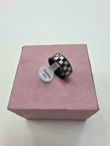 1-1-278656-2-Anillo Acero cuadrados gris negro T18