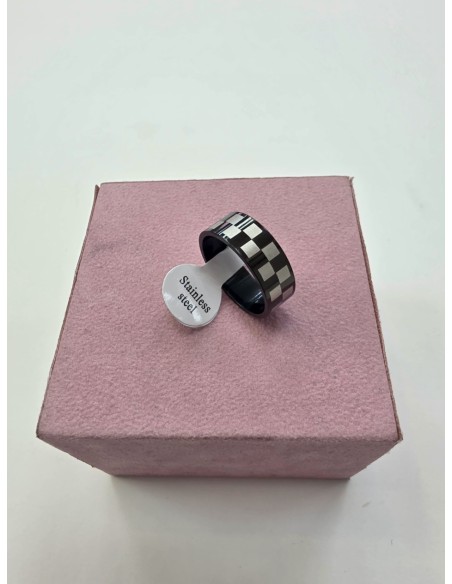 1-1-278656-2-Anillo Acero cuadrados gris negro T18