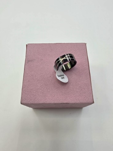 1-1-278651-1-Anillo Acero negro ralla cruzada talla 17
