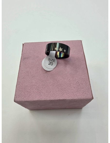 1-1-278649-1-Anillo Acero negro con estrellas talla 20