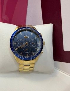 9-9-78917-1-Reloj Pulsera Caballero Lacoste Tiebreaker Chrono Watch Dorado Azul