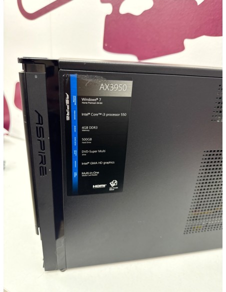 8-8-81019-1-Ordenador sobremesa PC Acer AX950 Aspire Windows 7 64bits Intel Core i3 550 4 932HDD Intel GMA HD 