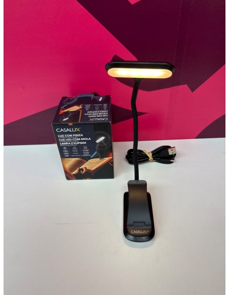 8-8-81544-2-Hogar Y Complementos CASALUX Luz De Lectura Con Pinza (Sin Uso)