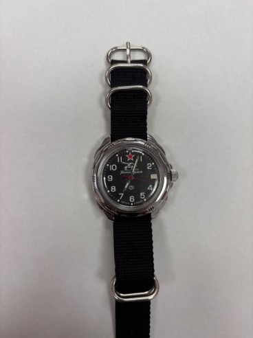 7-7-91613-2-Reloj Pulsera Caballero Reloj Vostok Komadirskie Negro