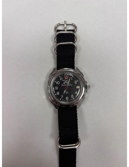 7-7-91613-2-Reloj Pulsera Caballero Reloj Vostok Komadirskie Negro