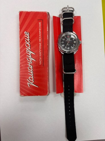 7-7-91613-3-Reloj Pulsera Caballero Reloj Vostok Komadirskie Negro