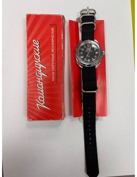 7-7-91613-3-Reloj Pulsera Caballero Reloj Vostok Komadirskie Negro