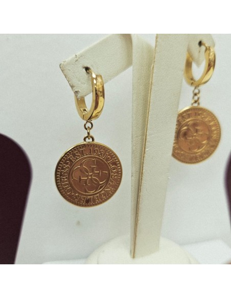 8-8-82287-4-Pendientes GUESS moneda Marilyn Monroe