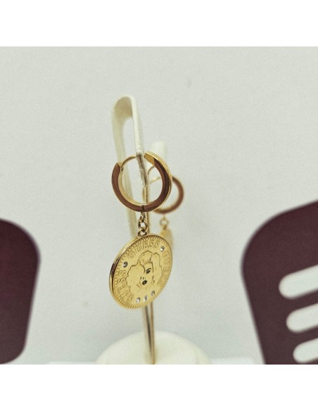 8-8-82287-5-Pendientes GUESS moneda Marilyn Monroe