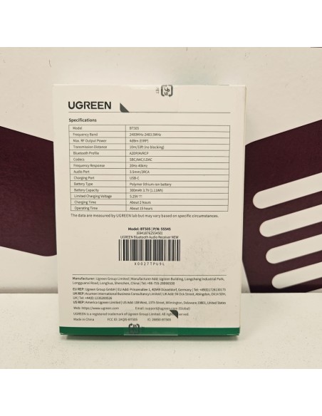 8-8-82233-2-Sonido Receptor Bluetooth UGREEN BT505 (Sin Uso)