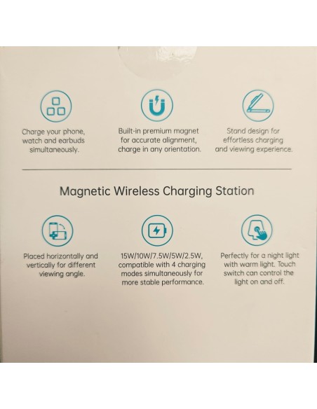 8-8-82231-3-Cargador 3 en 1 Magnetic wireless charger T618-F 15w (sin uso)